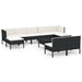 Set mobilier de grădină cu perne, 10 piese, negru, poliratan - WALTI WALTI