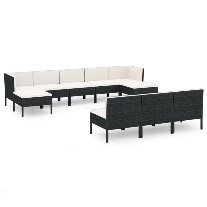 Set mobilier de grădină cu perne, 10 piese, negru, poliratan - WALTI WALTI