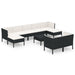Set mobilier de grădină cu perne, 10 piese, negru, poliratan - WALTI WALTI