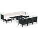 Set mobilier de grădină cu perne, 11 piese, negru, poliratan - WALTI WALTI