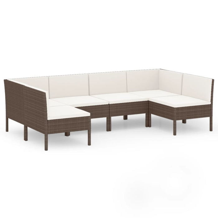Set mobilier de grădină cu perne, 6 piese, maro, poliratan - WALTI WALTI