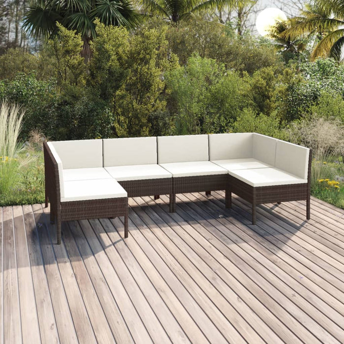 Set mobilier de grădină cu perne, 6 piese, maro, poliratan - WALTI WALTI