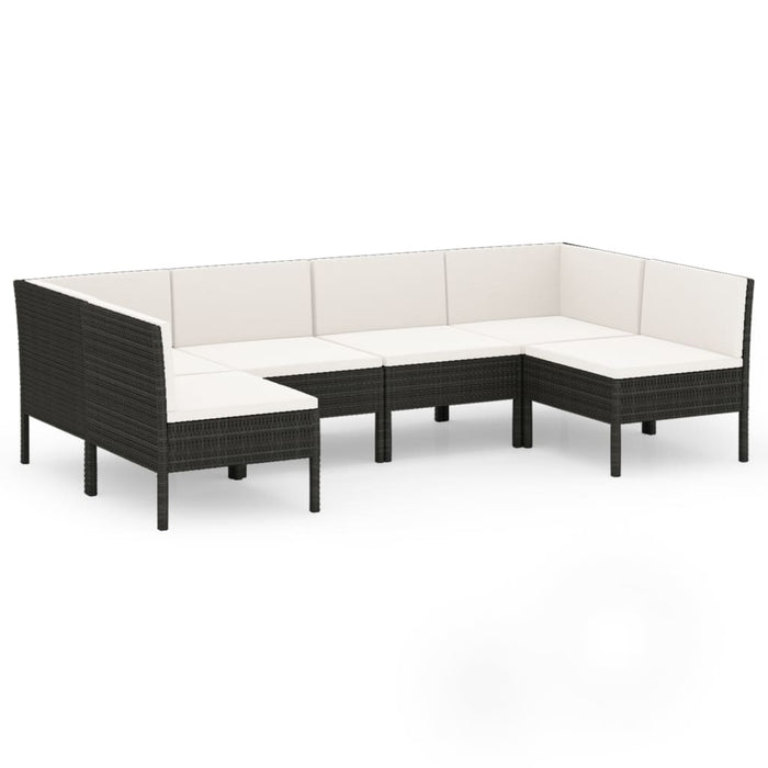 Set mobilier de grădină cu perne, 6 piese, negru, poliratan - WALTI WALTI