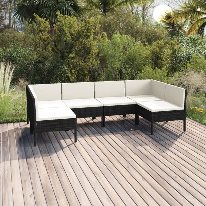 Set mobilier de grădină cu perne, 6 piese, negru, poliratan - WALTI WALTI