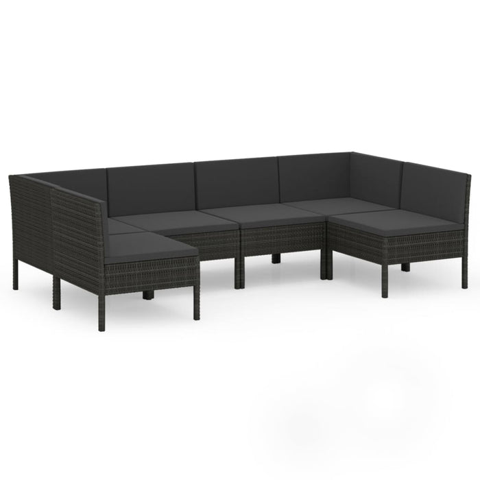Set mobilier de grădină cu perne, 6 piese, negru, poliratan - WALTI WALTI