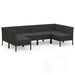 Set mobilier de grădină cu perne, 6 piese, negru, poliratan - WALTI WALTI