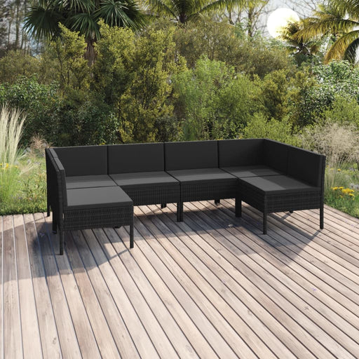 Set mobilier de grădină cu perne, 6 piese, negru, poliratan - WALTI WALTI