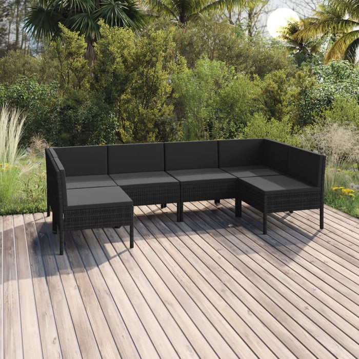 Set mobilier de grădină cu perne, 6 piese, negru, poliratan - WALTI WALTI