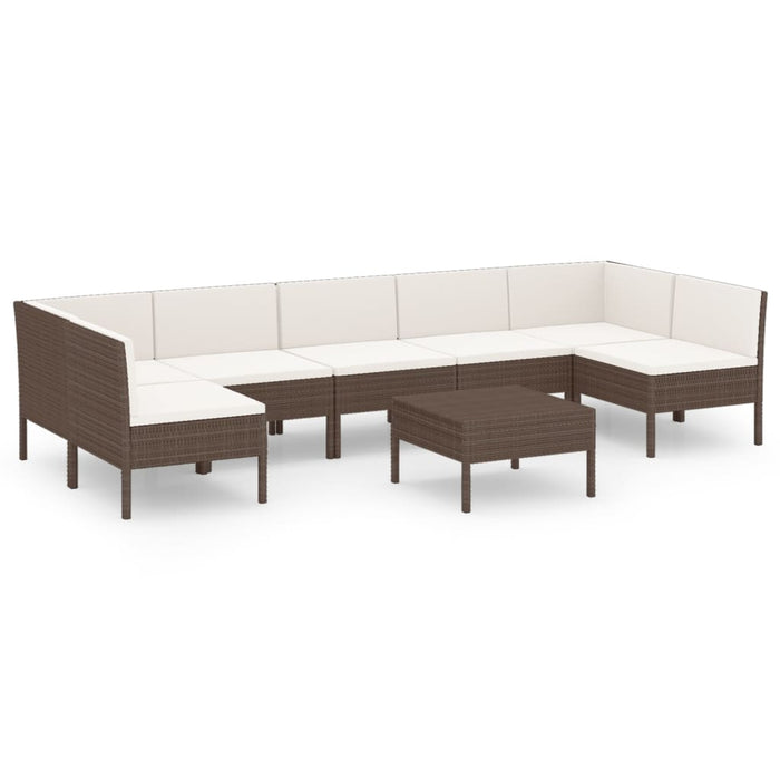 Set mobilier de grădină cu perne, 8 piese, maro, poliratan WALTI
