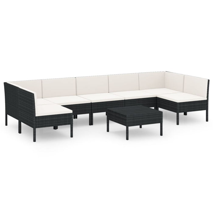 Set mobilier de grădină cu perne, 8 piese, negru, poliratan - WALTI WALTI