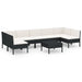 Set mobilier de grădină cu perne, 8 piese, negru, poliratan - WALTI WALTI