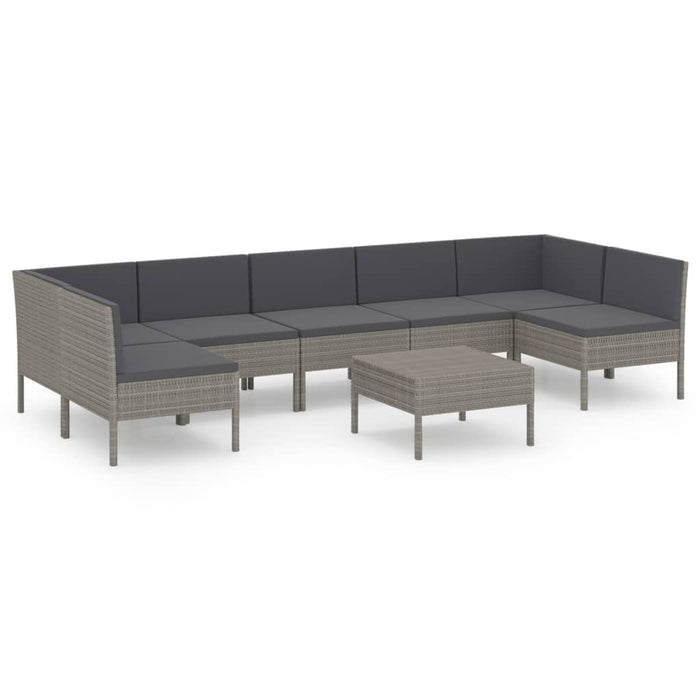 Set mobilier de grădină cu perne, 8 piese, gri, poliratan WALTI