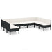 Set mobilier de grădină cu perne, 9 piese, negru, poliratan - WALTI WALTI