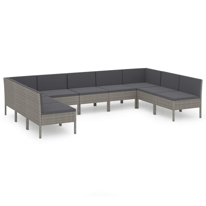 Set mobilier de grădină cu perne, 9 piese, gri, poliratan WALTI