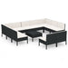 Set mobilier de grădină cu perne, 12 piese, negru, poliratan - WALTI WALTI