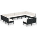 Set mobilier de grădină cu perne, 12 piese, negru, poliratan - WALTI WALTI