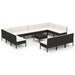 Set mobilier de grădină cu perne, 14 piese, negru, poliratan - WALTI WALTI