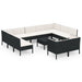 Set mobilier de grădină cu perne, 12 piese, negru, poliratan - WALTI WALTI