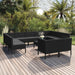 Set mobilier de grădină cu perne, 12 piese, negru, poliratan - WALTI WALTI