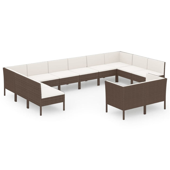 Set mobilier de grădină cu perne, 12 piese, maro, poliratan - WALTI WALTI