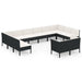 Set mobilier de grădină cu perne, 12 piese, negru, poliratan - WALTI WALTI