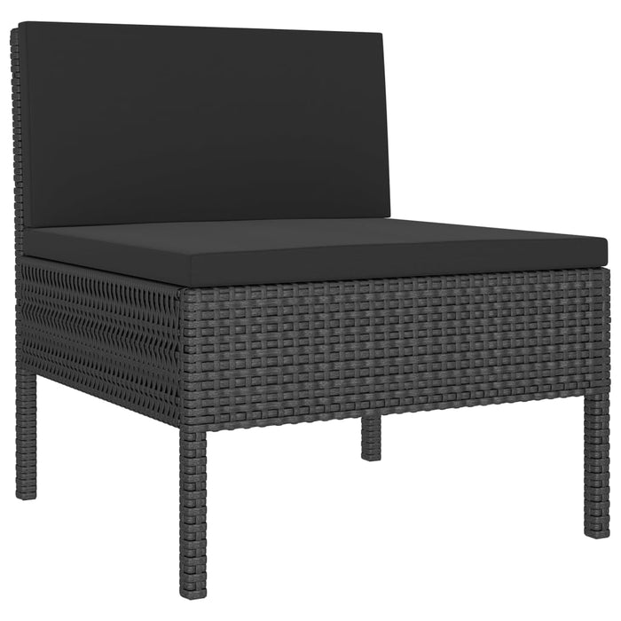 Set mobilier de grădină cu perne, 14 piese, negru, poliratan - WALTI WALTI