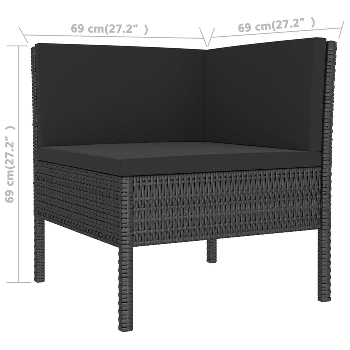 Set mobilier de grădină cu perne, 14 piese, negru, poliratan - WALTI WALTI