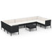 Set mobilier de grădină cu perne, 11 piese, negru, poliratan - WALTI WALTI