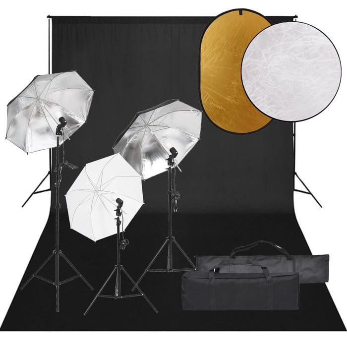 Kit studio foto cu set de lumini, fundal și reflector - WALTI WALTI