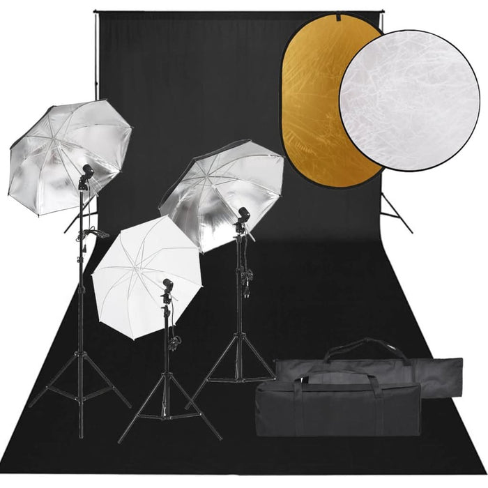 Kit studio foto cu set de lumini, fundal și reflector - WALTI WALTI