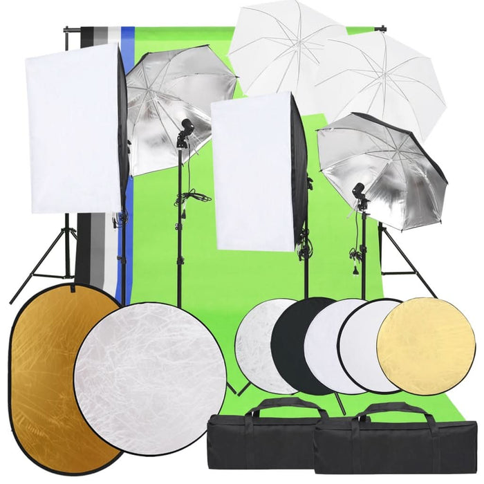 Kit studio foto cu set de lumini, fundal și reflector - WALTI WALTI