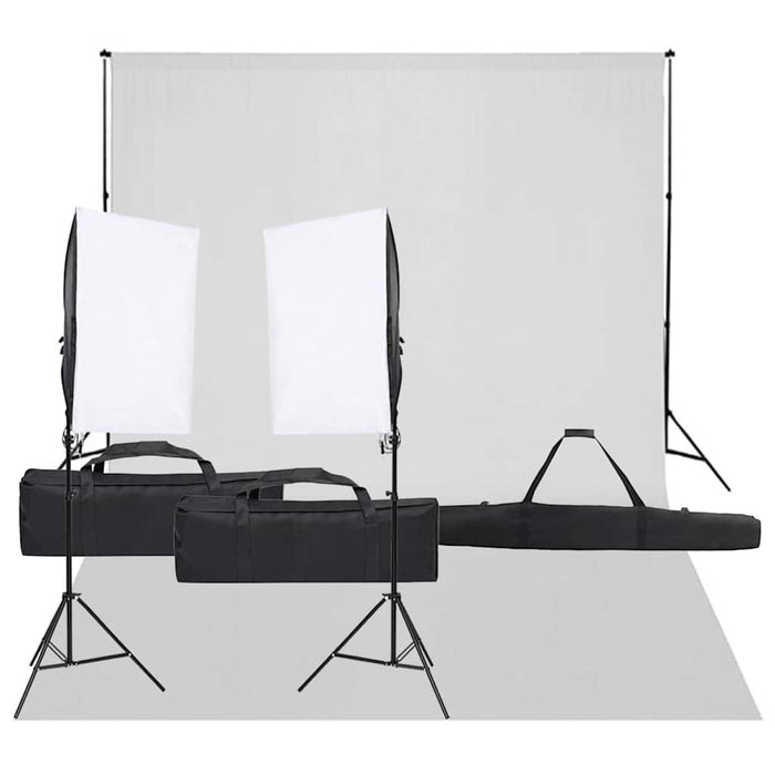 Kit studio foto cu set de lumină și fundal WALTI