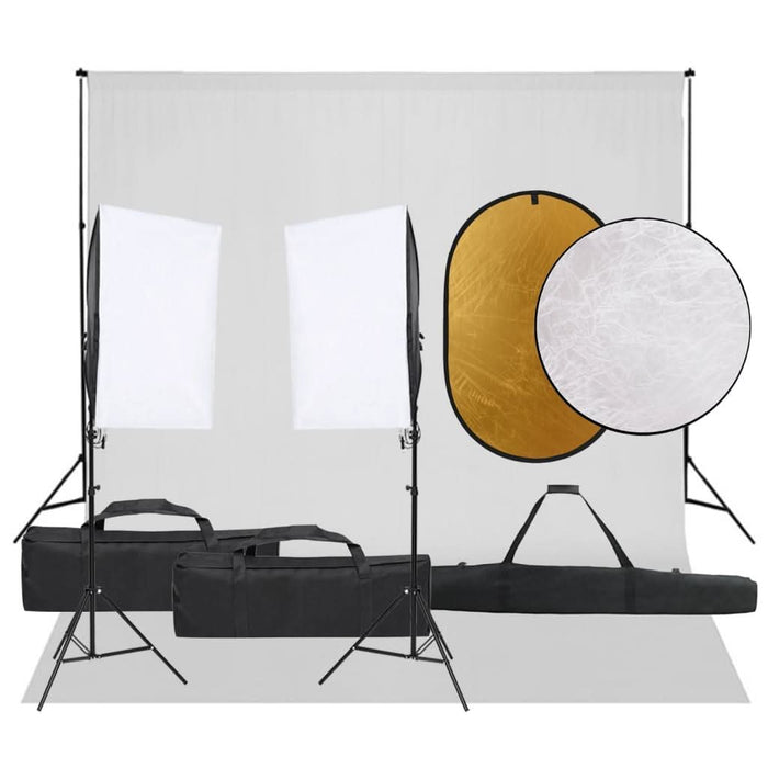 Kit studio foto cu set de lumini, fundal și reflector - WALTI WALTI