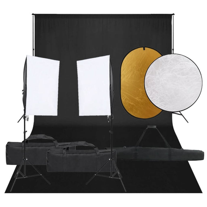 Kit studio foto cu set de lumini, fundal și reflector - WALTI WALTI