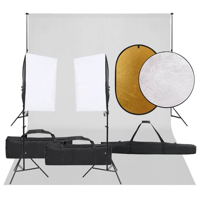 Kit studio foto cu set de lumini, fundal și reflector - WALTI WALTI