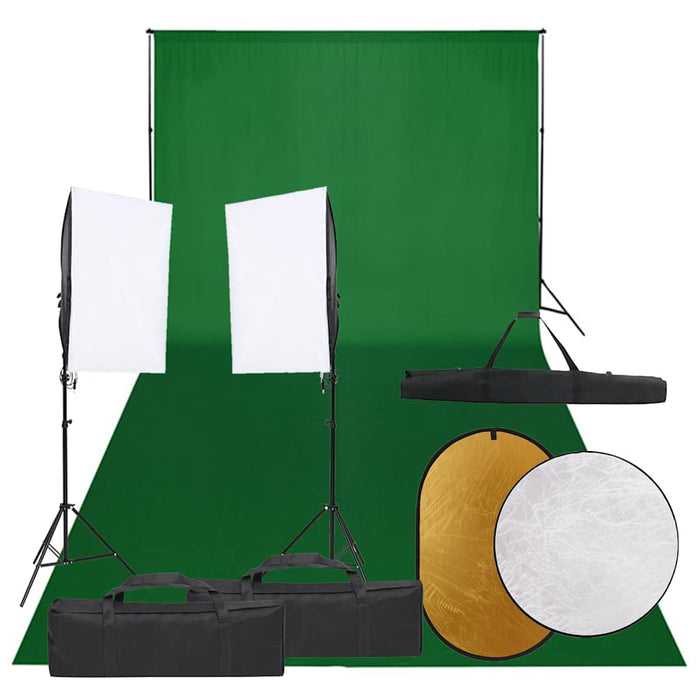 Kit studio foto cu set de lumini, fundal și reflector WALTI