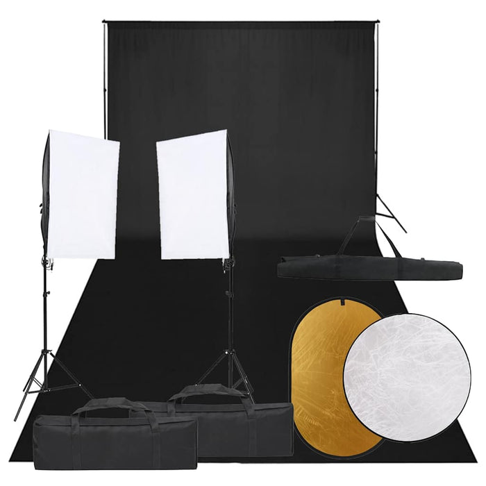 Kit studio foto cu set de lumini, fundal și reflector WALTI