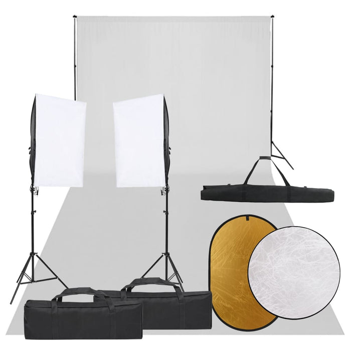 Kit studio foto cu set de lumini, fundal și reflector - WALTI WALTI