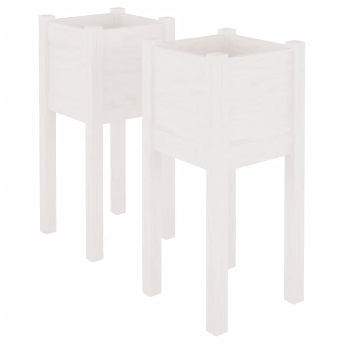 Jardiniere de grădină, 2 buc., alb, 31x31x70 cm, lemn masiv pin - WALTI WALTI