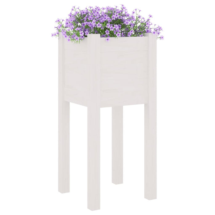 Jardiniere de grădină, 2 buc., alb, 31x31x70 cm, lemn masiv pin - WALTI WALTI