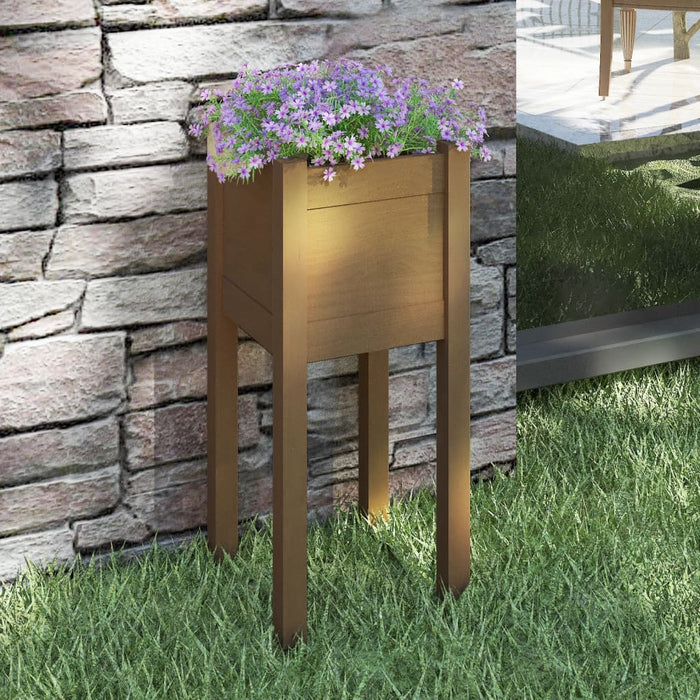 Jardinieră de grădină, maro miere, 31x31x70 cm, lemn masiv pin - WALTI WALTI