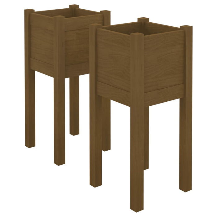 Jardiniere grădină 2 buc. maro miere 31x31x70 cm lemn masiv pin - WALTI WALTI