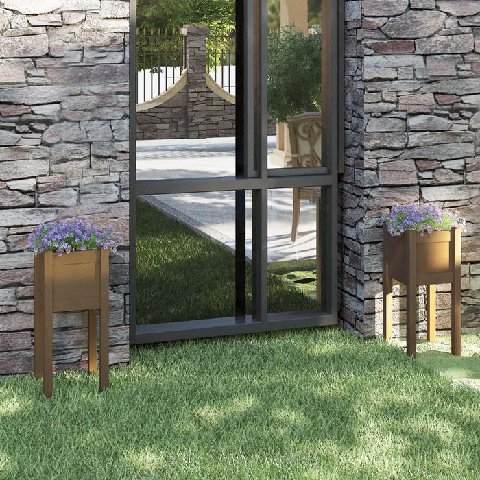 Jardiniere grădină 2 buc. maro miere 31x31x70 cm lemn masiv pin - WALTI WALTI