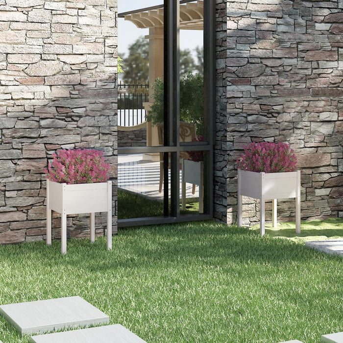Jardiniere de grădină, 2 buc., alb, 50x50x70 cm, lemn masiv pin - WALTI WALTI