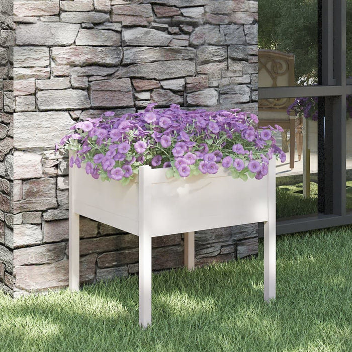 Jardinieră de grădină, alb, 70x70x70 cm, lemn masiv de pin - WALTI WALTI