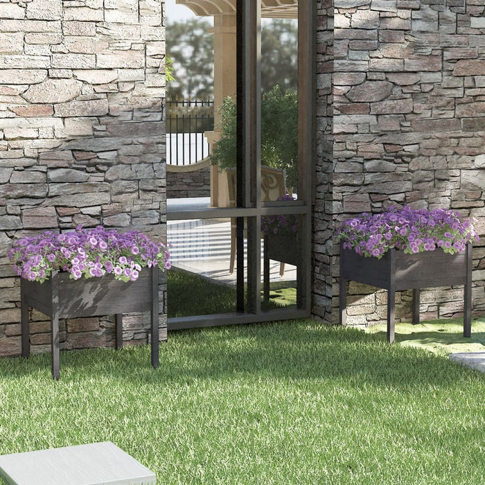 Jardiniere de grădină, 2 buc., gri, 70x70x70 cm, lemn masiv pin - WALTI WALTI