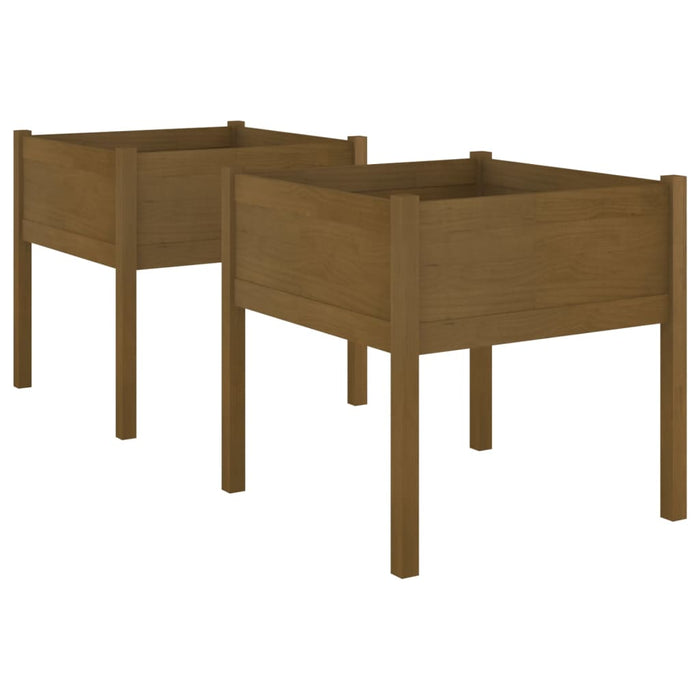 Jardiniere grădină 2 buc. maro miere 70x70x70 cm lemn masiv pin - WALTI WALTI