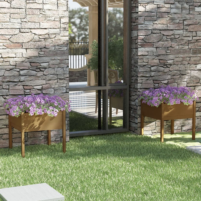 Jardiniere grădină 2 buc. maro miere 70x70x70 cm lemn masiv pin - WALTI WALTI