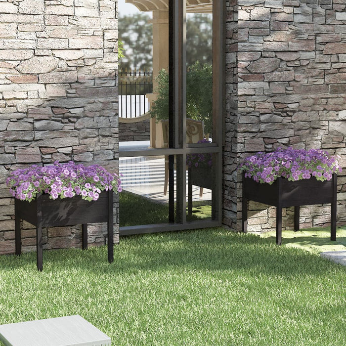 Jardiniere grădină, 2 buc., negru, 70x70x70 cm, lemn masiv pin - WALTI WALTI