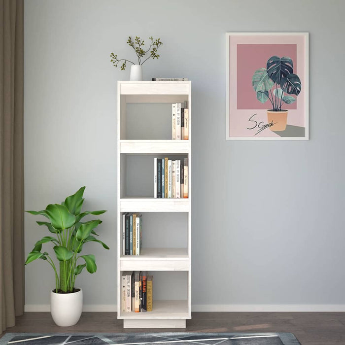 Bibliotecă/Separator cameră, alb, 40x35x135 cm, lemn masiv pin - WALTI WALTI